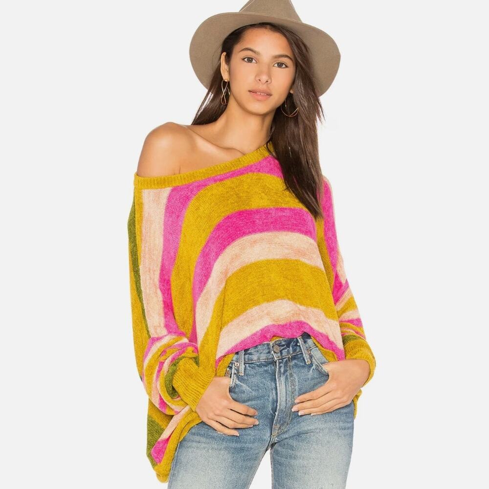 Free People Revolve All About You Pullover Stripe Sweater Small Oversized Medium
